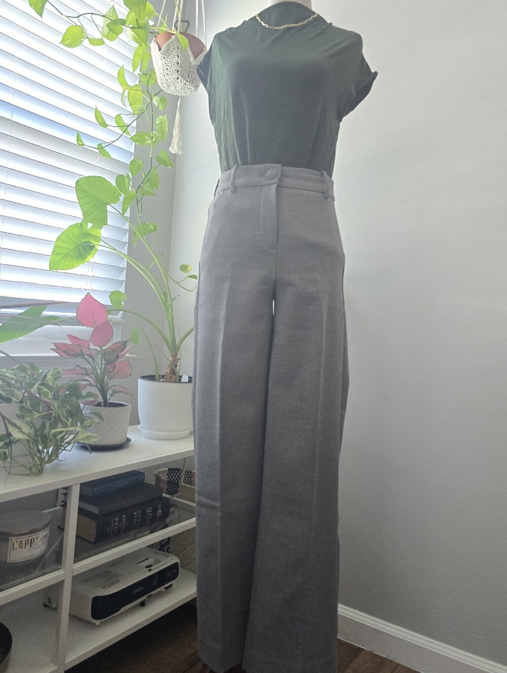 J. Crew Gray High-Waist Wide-Leg Pants